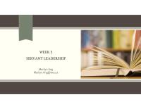 Week 3 notes: SERVANT LEADERSHIP