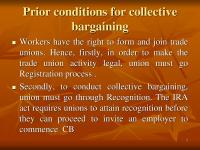 Prior conditions for collective bargaining