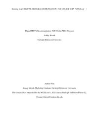 DIGITAL MKTG RECOMMENDATION: FDU ONLINE MBA PROGRAM 1