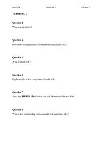 Tutorial 7 DAU 5014AUDITING