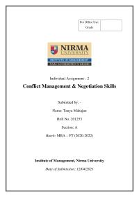 Conflict Management & Negotiation Skills