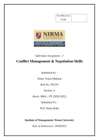 Conflict Management & Negotiation Skills