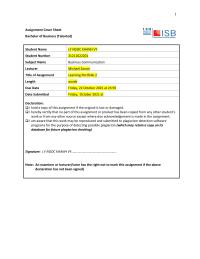 Business Communication: Learning Portfolio
