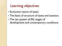 The Tax System Of Rk
