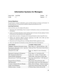 Information Systems for Managers