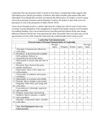 Leader Trait Questionaire