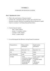 TUTORIAL 1 OVERVIEW OF FINANCIAL SYSTEM
