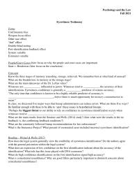 Eyewitness testimony study guide