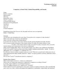 Competency to Stand Trial, Criminal Responsibility, and Insanity