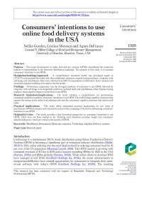 Consumers’ intentions to use online food delivery systems in the USA