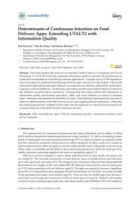 Determinants of Continuous Intention on Food Delivery Apps: Extending UTAUT2 with Information Quality