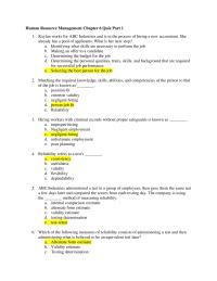 Human Resource Management Chapter 6 Quiz Part 1