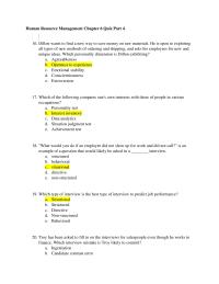 Human Resource Management Chapter 6 Quiz Part 4