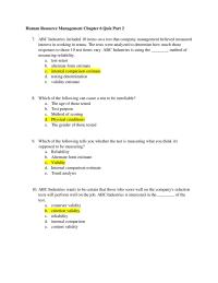Human Resource Management Chapter 6 Quiz Part 2