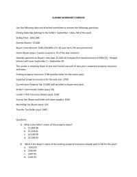 CLOSING WORKSHEET EXERCISE