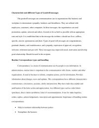 Characteristic and different Types of Goodwill messages