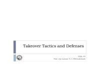 Takeover Tactics and Defenses