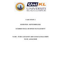 Small Business Management CASE