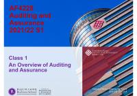 Class 1 – An Overview Of Auditing And Assurance(1)