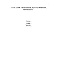 Effects of mobile technology in business communication
