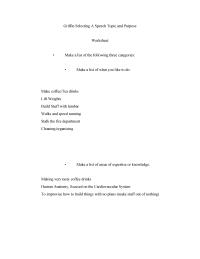 Griffin Selecting A Speech Topic and Purpose