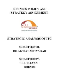 BUSINESS POLICY AND STRATEGY ASSIGNMENT
