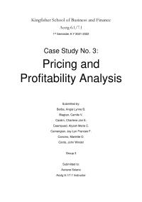 Pricing and Profitability Analysis