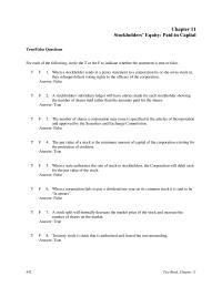 Chapter 11 Stockholders’ Equity