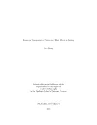 Essays on Transportation Policies and Their Effects in Beijing
