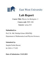 Physics for Biologists- 2