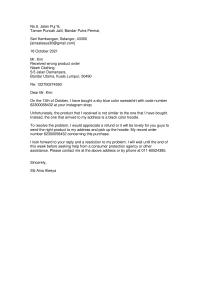 Formal complaint letter 2