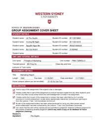 GROUP ASSIGNMENT COVER SHEET