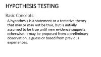 HYPOTHESIS TESTING