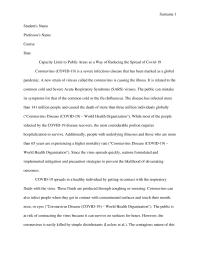 Capacity Limit To Public Areas As A Way Of Reducing The Spread Of Covid-19