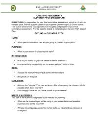 ELEVATOR PITCH SPEECH PLAN