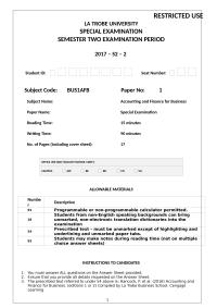 SPECIAL EXAMINATIONSEMESTER TWO EXAMINATION PERIOD