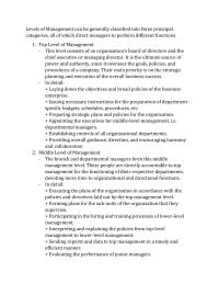 Levels of management
