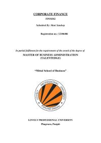 Corporate Finance CORPORATE