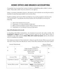 Home Office And Branch Accounting