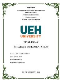 FINAL ESSAY: STRATEGY IMPLEMENTATION