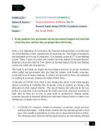 Financial Institutions & Markets