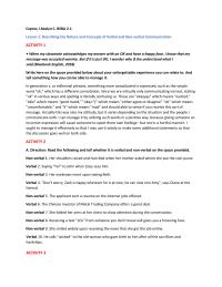 Describing the Nature and Concepts of Verbal and Non-verbal Communication