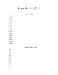 Exam 1 Exam 1  BUL3310Section 1