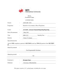 Advance Financial Reporting
