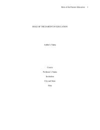 Role of the parent in education