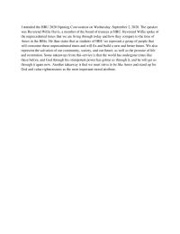 Convocation reflection 1