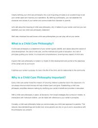 Child Care Philosophy