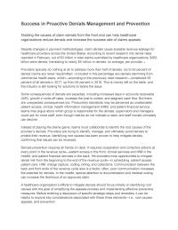 Success In Proactive Denials Management And Prevention