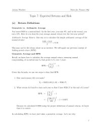 Expected Returns and Risk