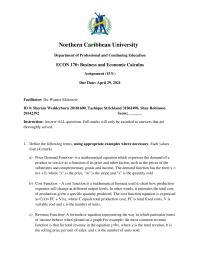 Business calculus assignment 2021 updated